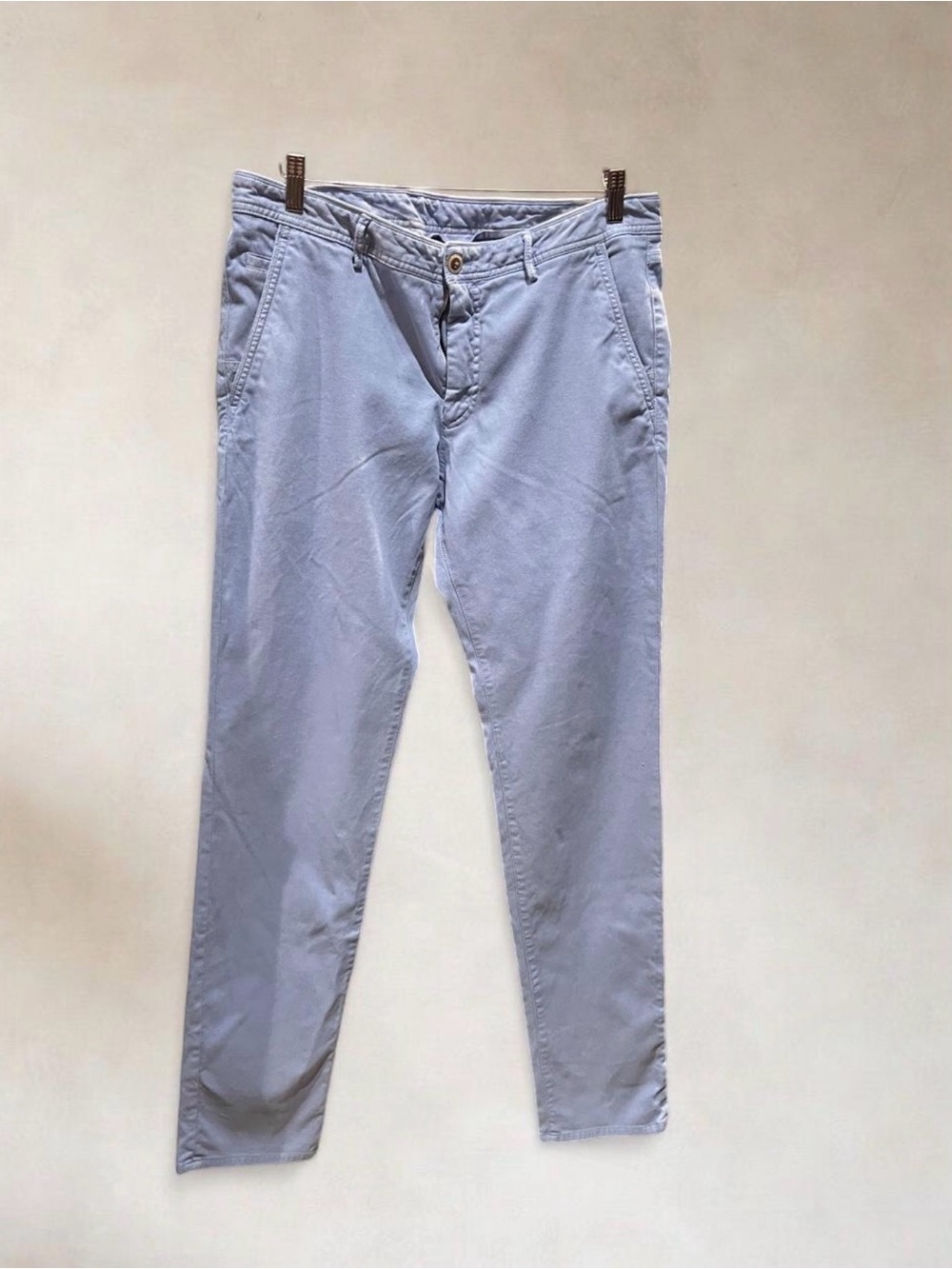 Massimo Dutti Slim Fit Light Blue Garment-Dyed Chino Pants Men’s EU 44/ US 34x44
